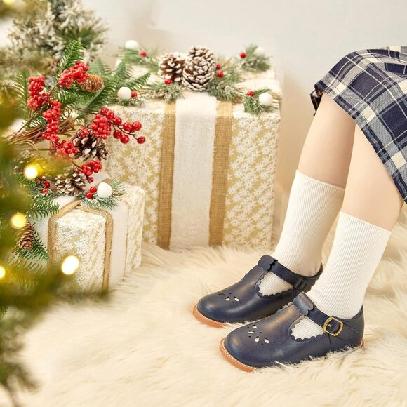 Toddler Little Girl Mary Jane Dress Shoes B366-navy Blue - Picture 2 of 6